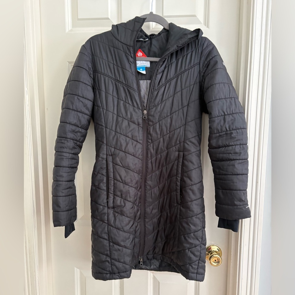 Women’s Columbia Morning Light II Hooded Insulated Black Long Omni-Heat Jacket